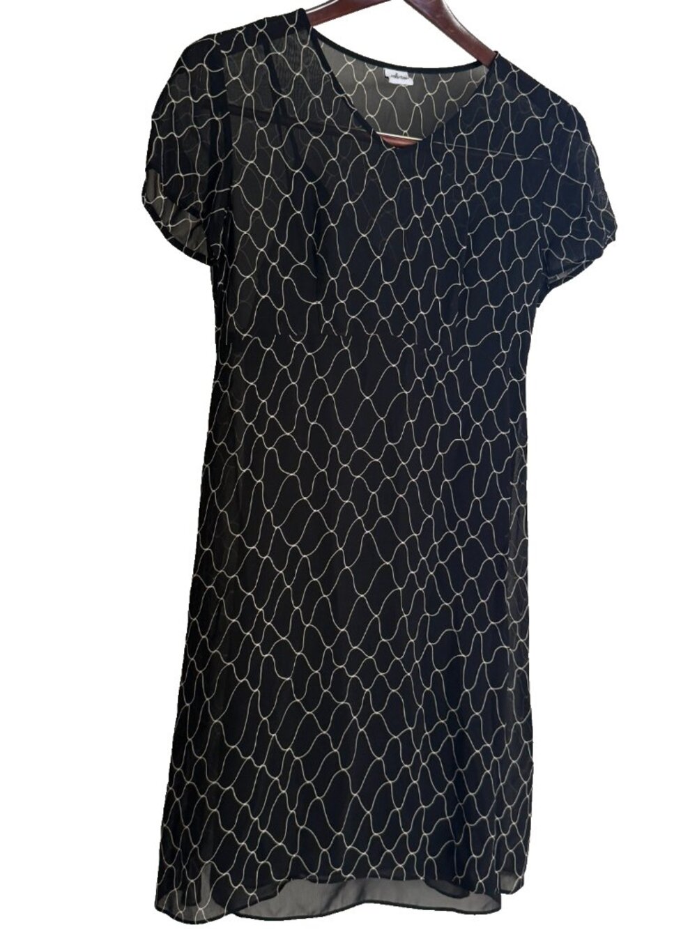 VINTAGE 90s A/X ARMANI EXCHANGE DRESS WOMENS 2 BLACK SHEER RAYON FULL SLIP LINER
